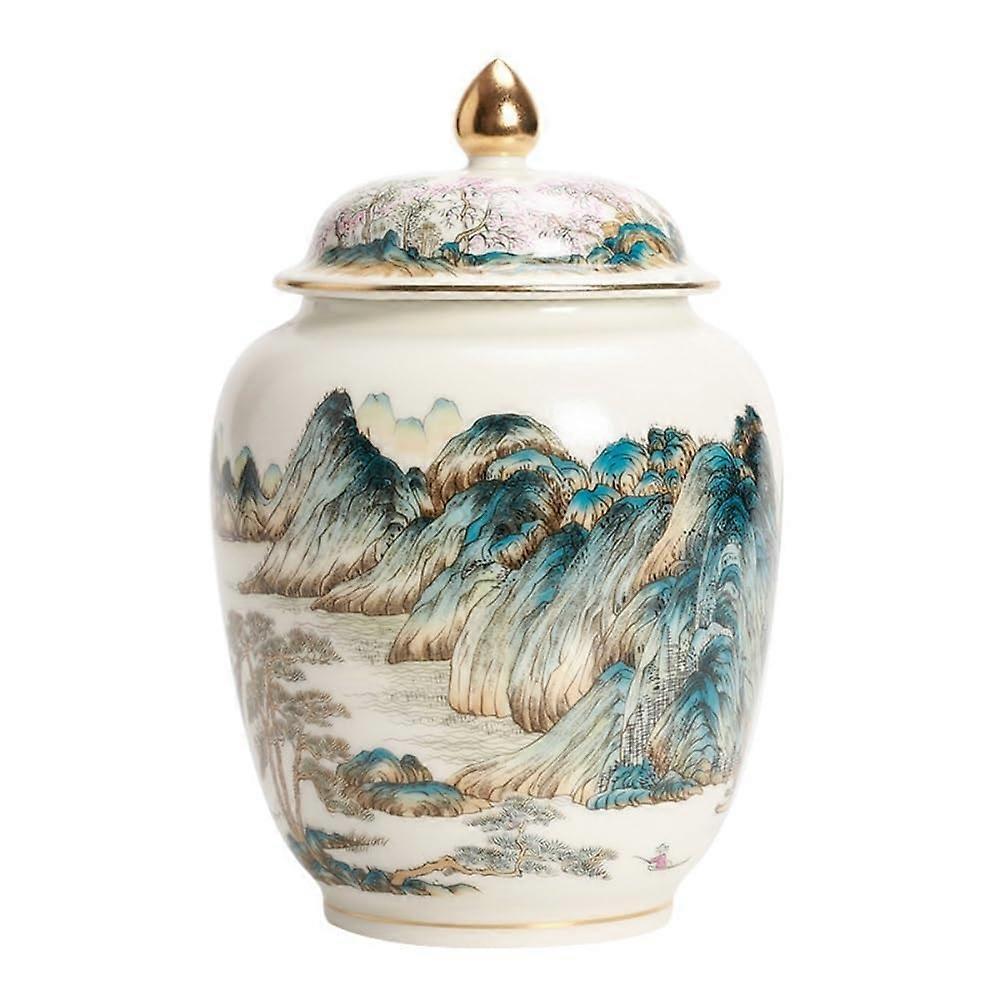 Tea Canister Set Ceramic Sealed Jars, GoldPainted LargeCapacity Tea Storage Jars For Kitchen