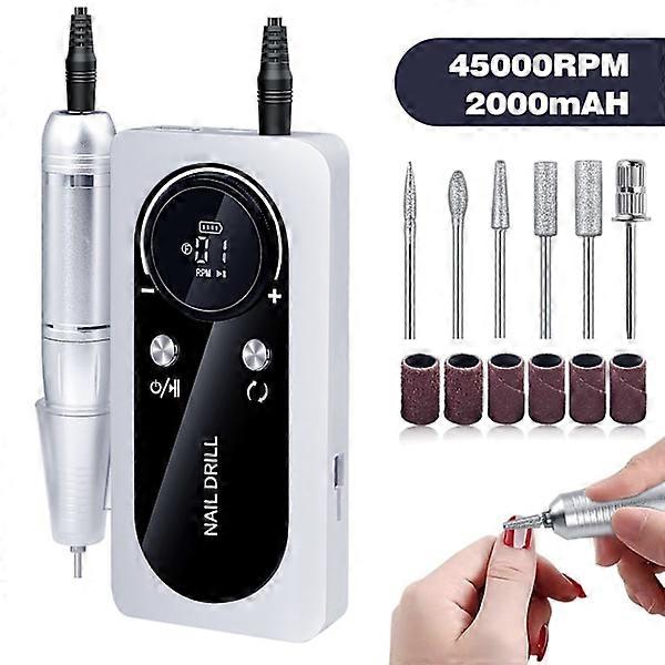 Fast and efficient 45000 rpm rechargeable portable electric nail file