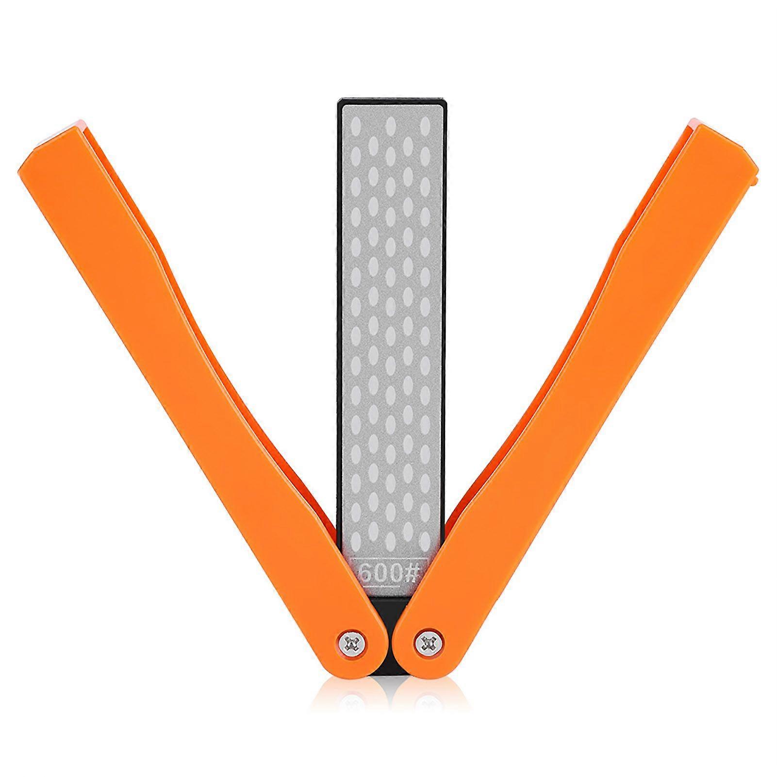 Outdoor Camping Folding Double Sided 400/600# Sharpener Stone Whetstone Sharpening Tool(Yellow)