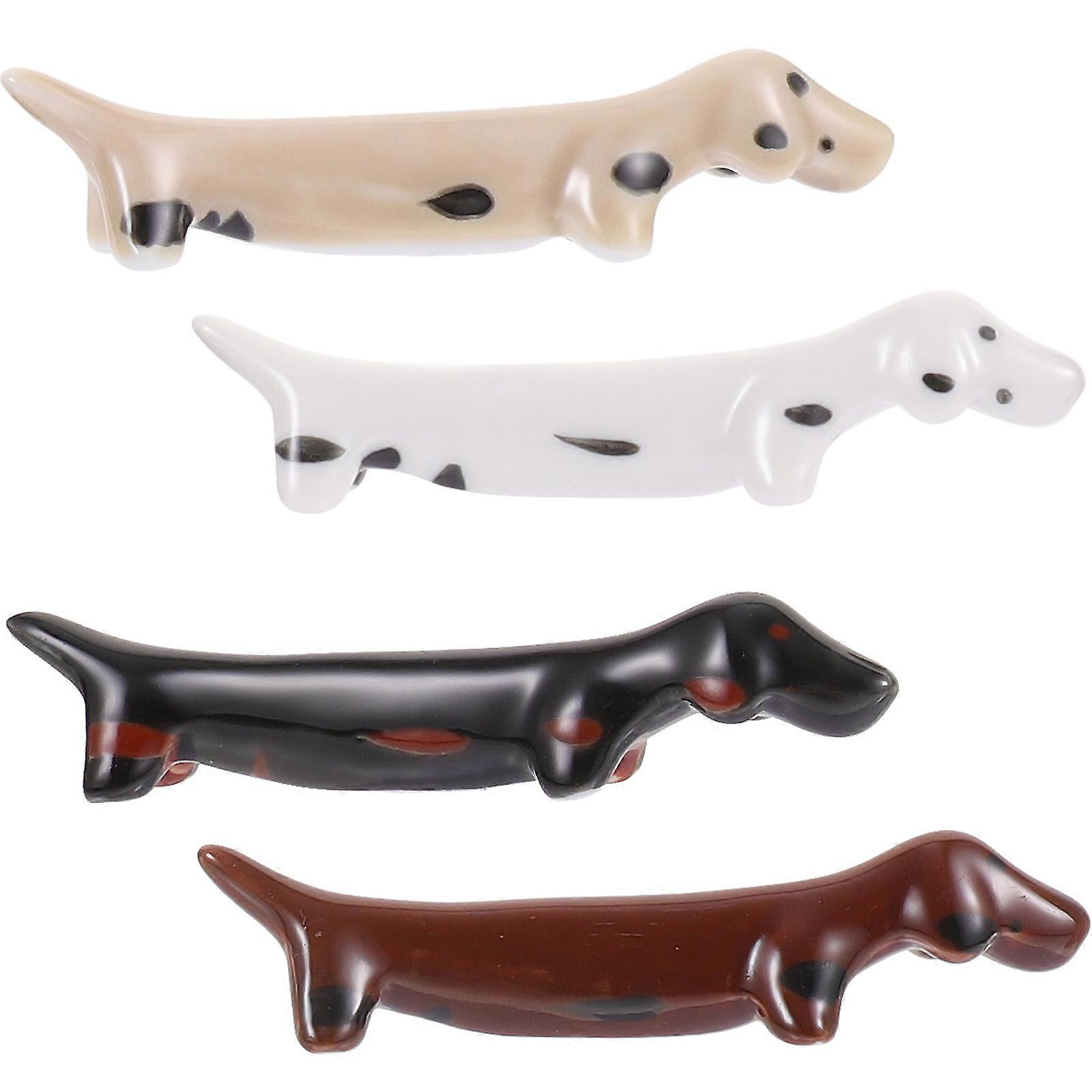 Assorted Color Ceramic Chopstick Holder Dog Shape for Kitchen Use 12Pcs