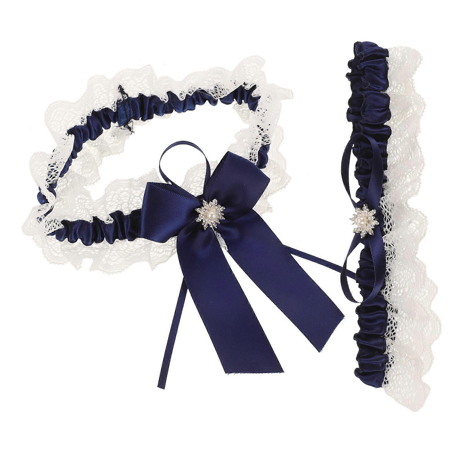 Leg Garters for Bride Bridal Lace Garters for Wedding 1Set Dark Blue