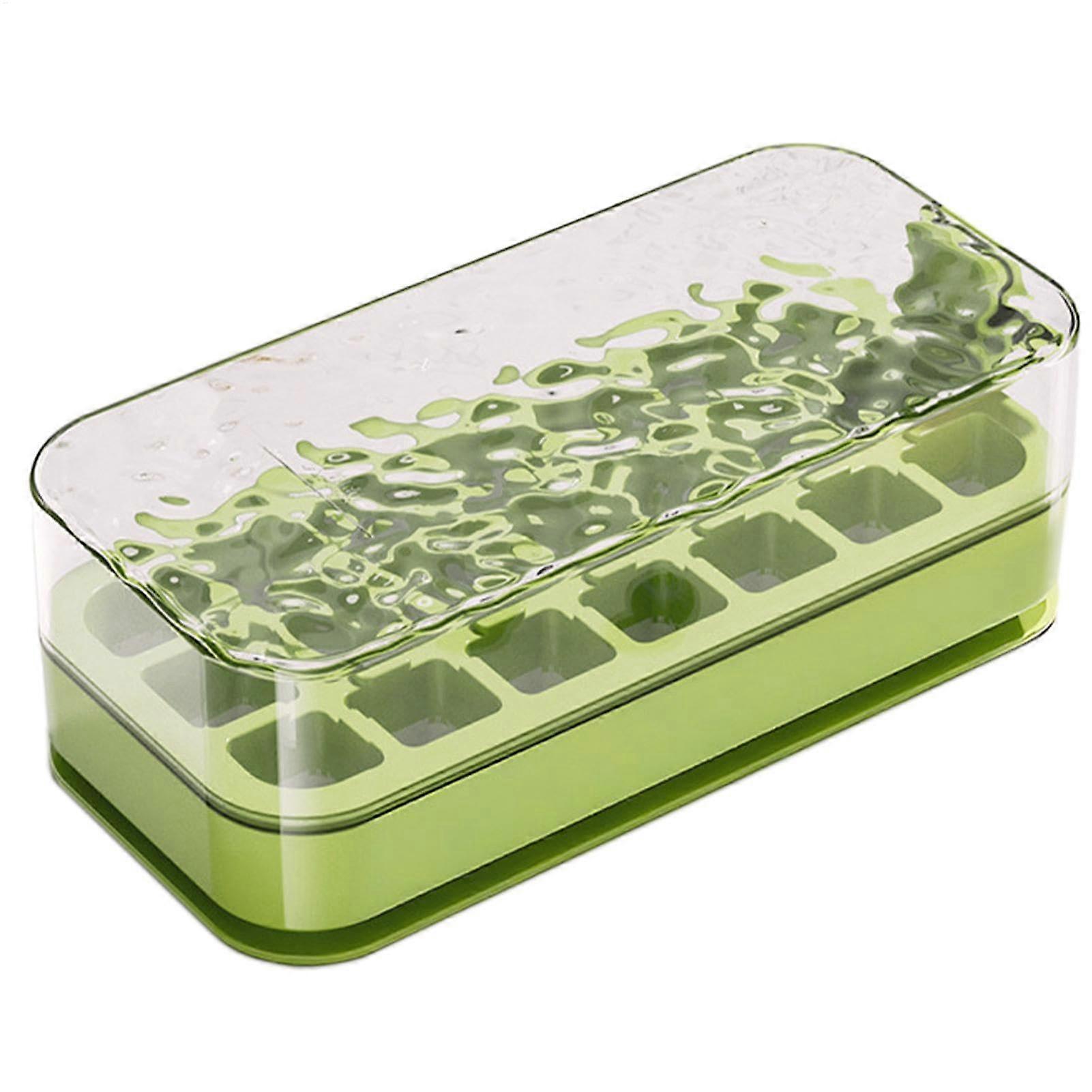 Ice Cubes Mold Silicone Ice Cube Mold With Lid Easy Release For Cocktail Whiskey Milk Drinks Green