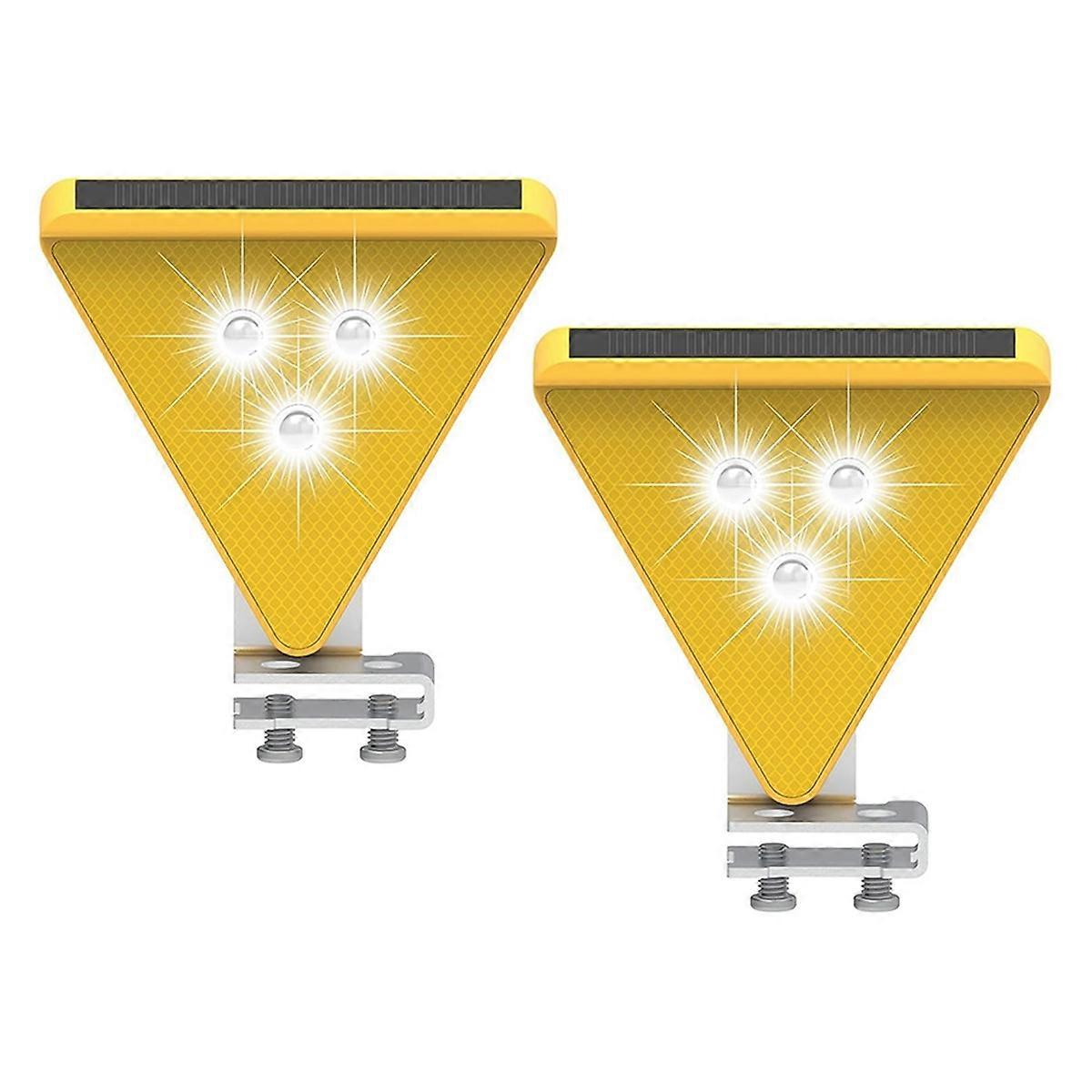 Solar Warning Light - LED Flashing Safety Light White