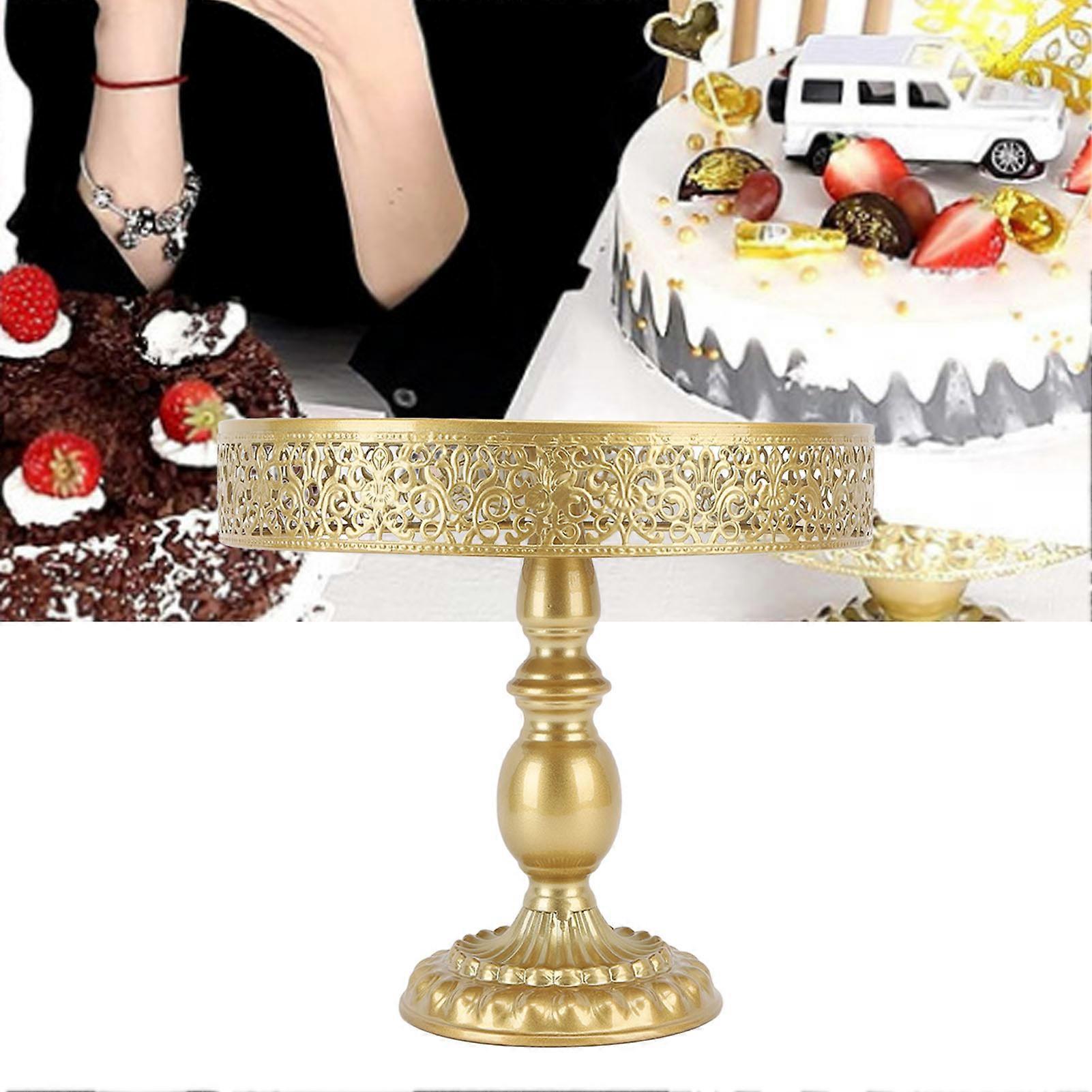 Golden Iron Dessert Stand Lace Design Round Treat Display Large