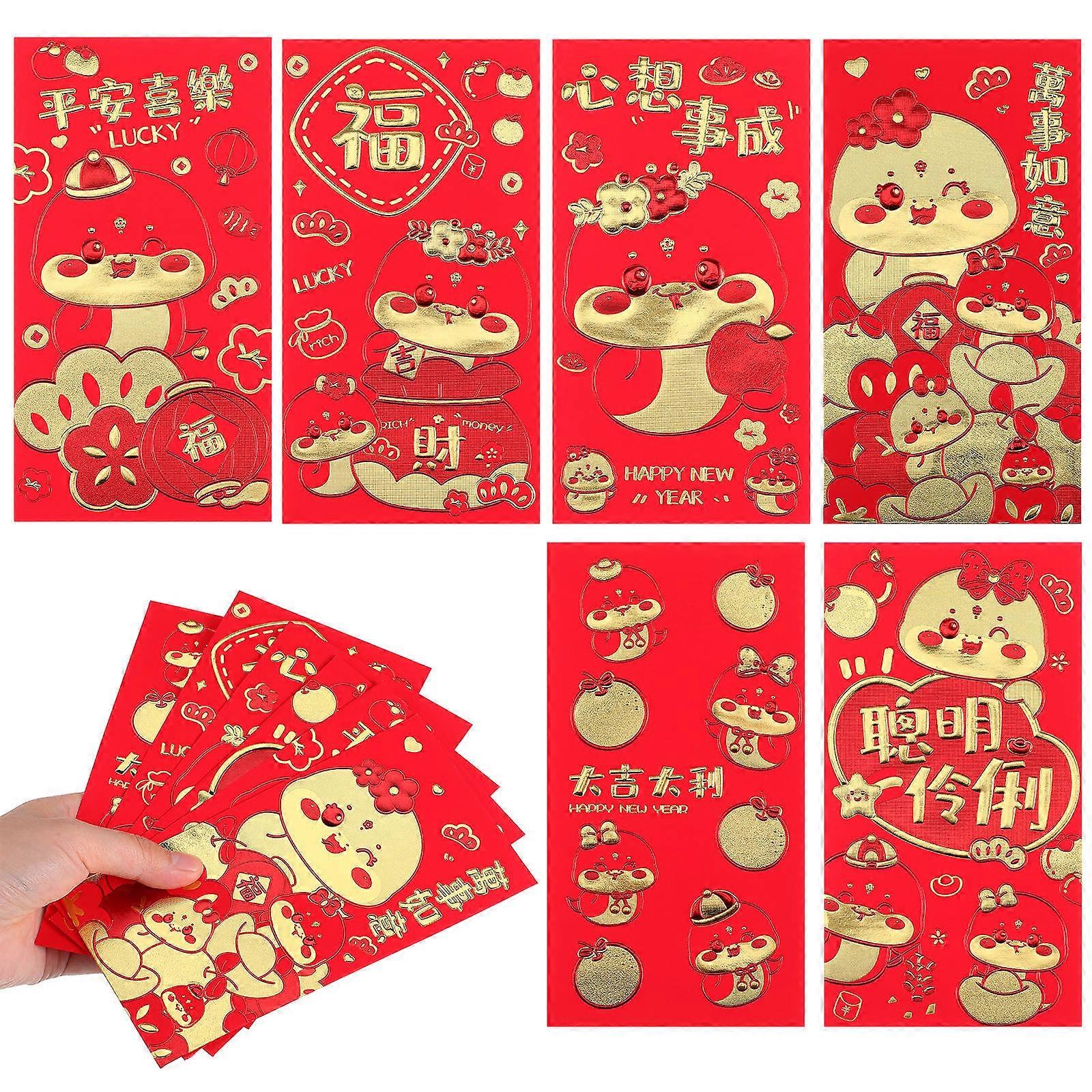 Year of The Snake New Year Red Packet Gold Foil Red Envelopes for Gifting 36Pcs