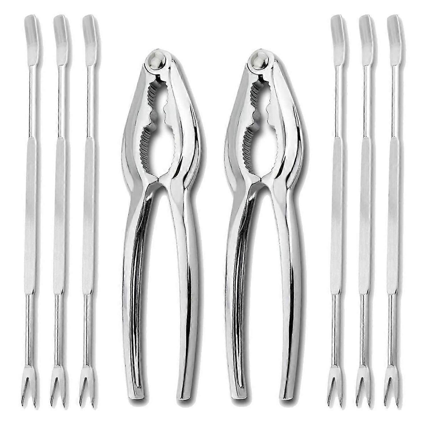 8 Piece Seafood Tool Kit, Stainless Steel Crab Leg Cracker and Forks Nut Cracker Set Shellfish Shell