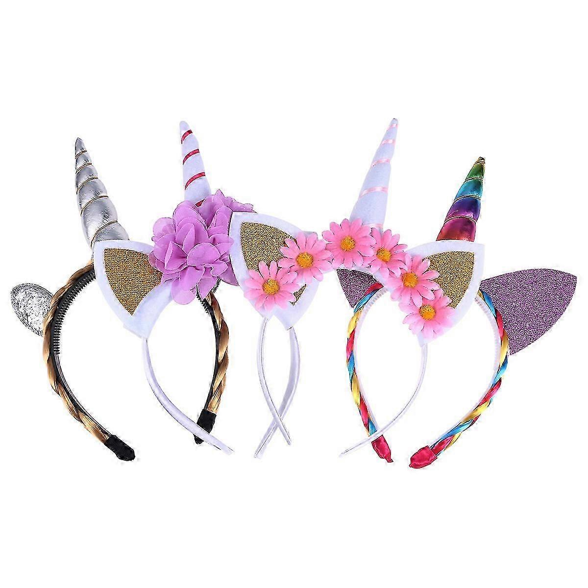 4Pcs Unicorn Shape Hair Hoops Halloween Hair Band Kids Hair Decoration Kids Holiday Party Favors for Party Size M
