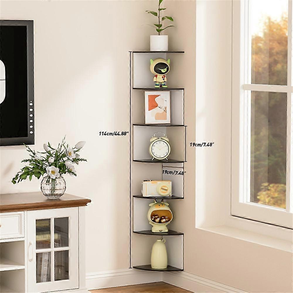 7-nivå väggmonterad förvaringsställ hörnhylla display arrangör för vardagsrum
