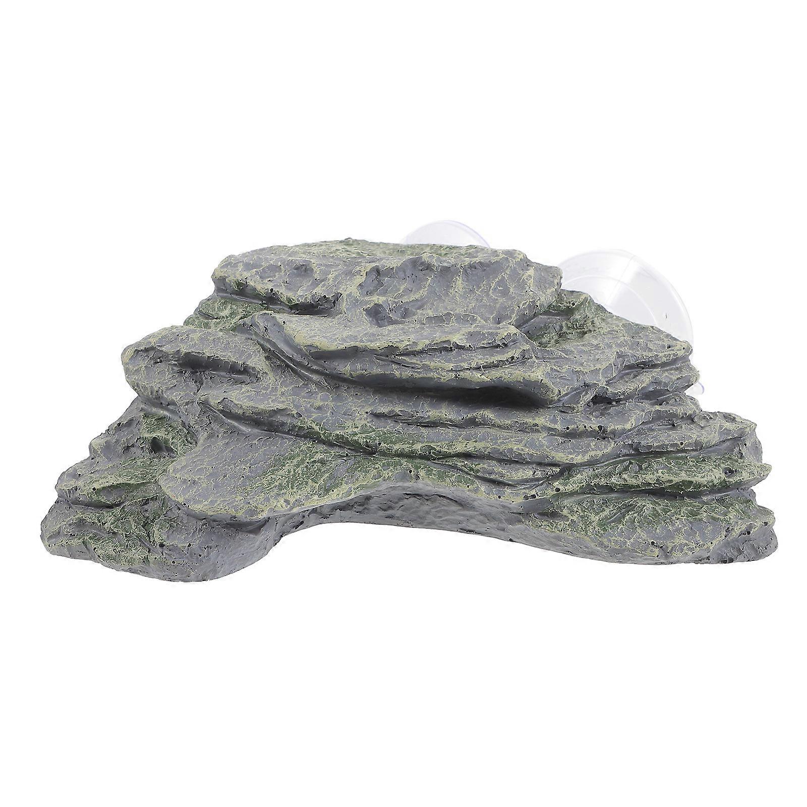 Turtle Basking Platform Reptile Habitat Indoor Aquariums Grey 17x16cm Resin Rest Stand 1Pcs