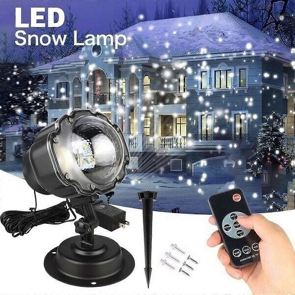 Snowflake LED Projector Lights with Remote Control, Rotating Snowfall Projection, Indoor Outdoor Snow Falling Projector Lamp for Halloween Xmas Party