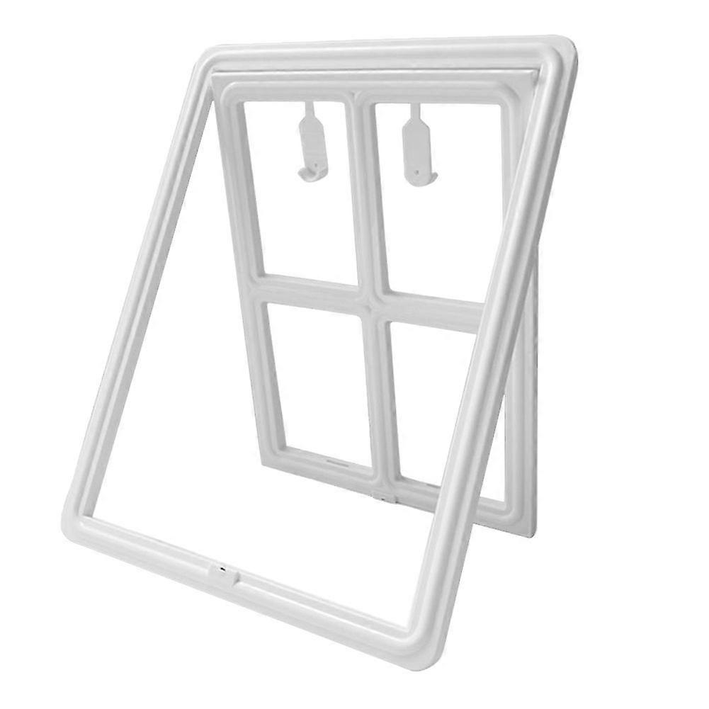 Plastic Pet Dog Puppy Cat Door Magnetic Locking Safe Flap for Screen Window Gate (Large White)
