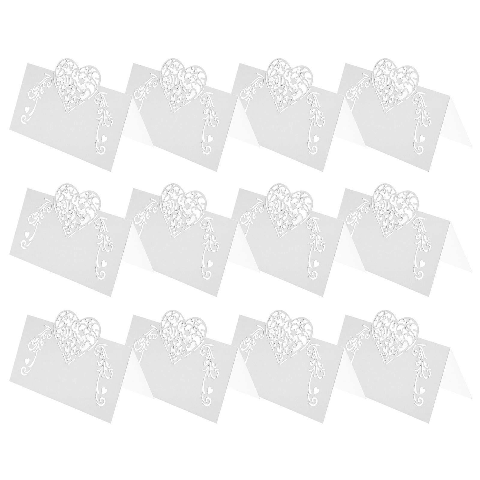 White Heart Shape Table Card for Wedding Use 50Pcs Paper Name Cards