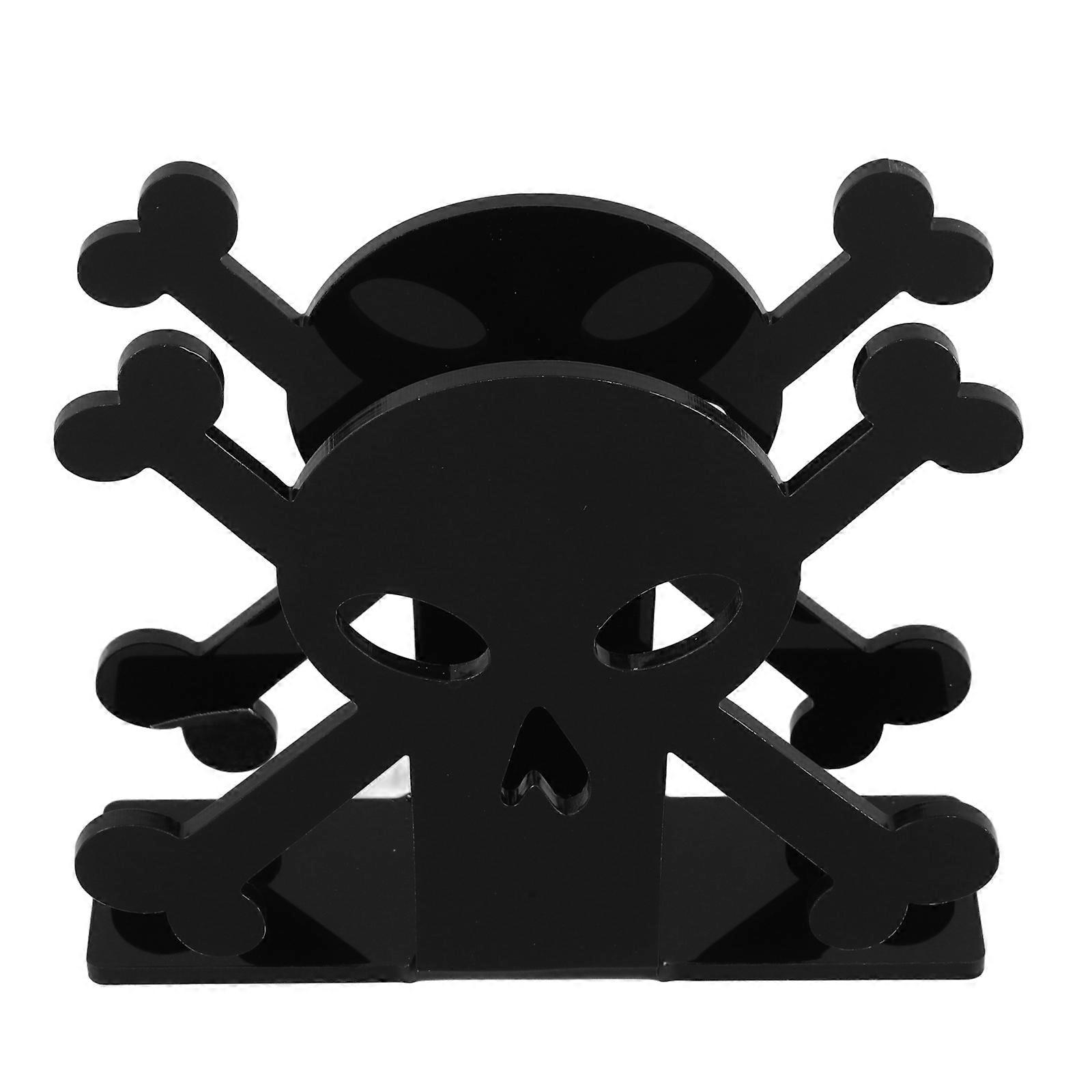 Black Skull Halloween Napkin Holder for Storage 2Pcs Acrylic Paper Rack