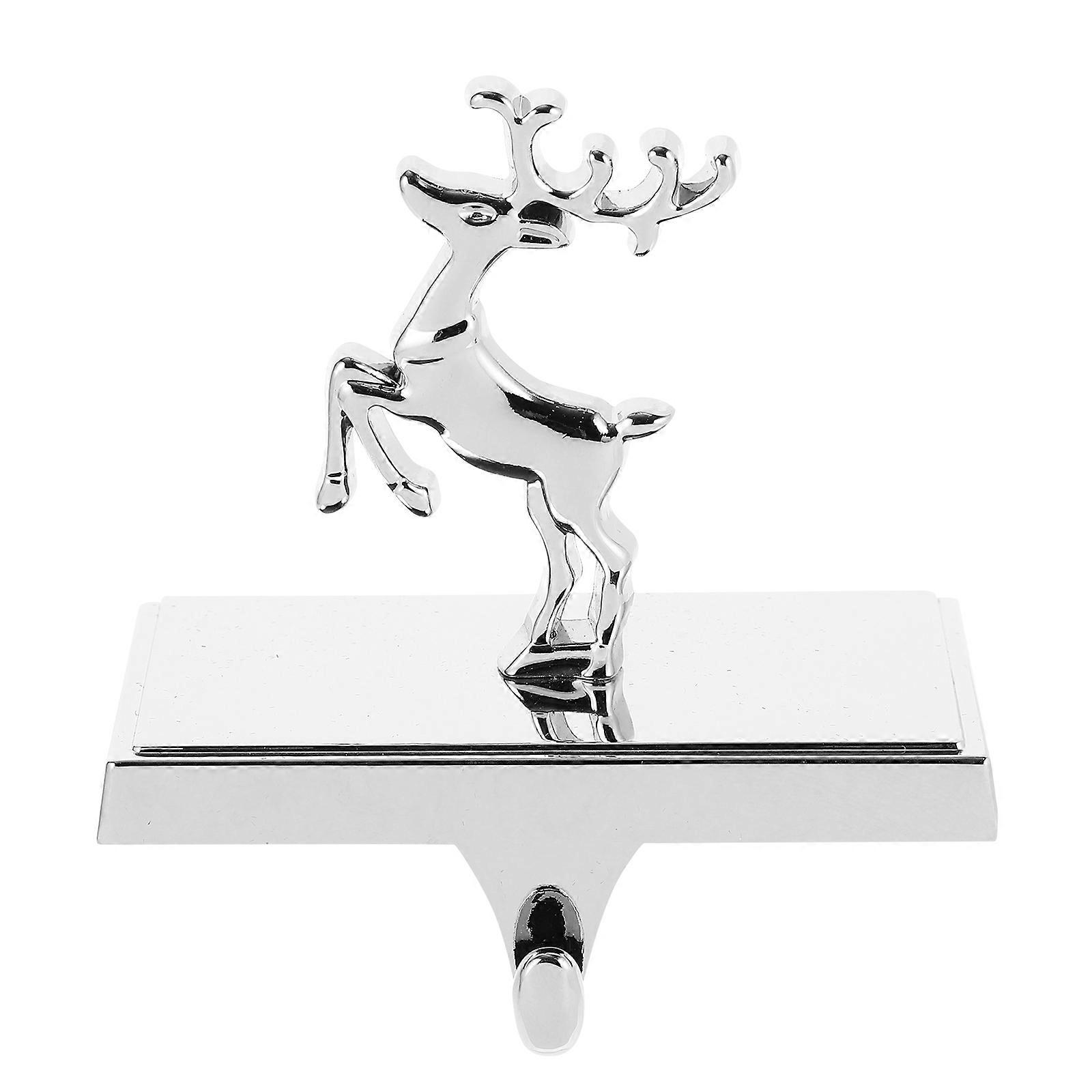 Christmas Stocking Holder Iron Hook for Fireplace Hanging 4Pcs Silver