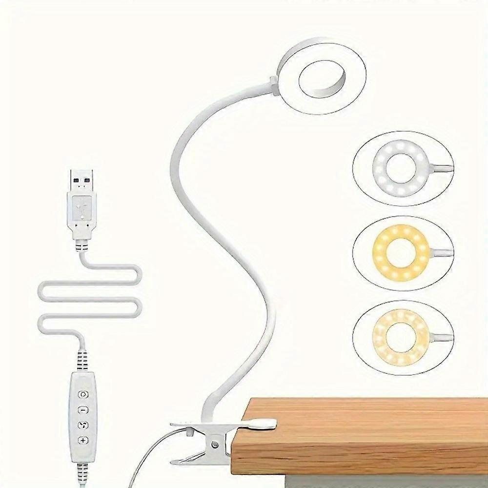 Flexible Gooseneck Circular Book Lamp  Night Light Book Light LED Reading Light with Clamp 3 Color 23 led beads