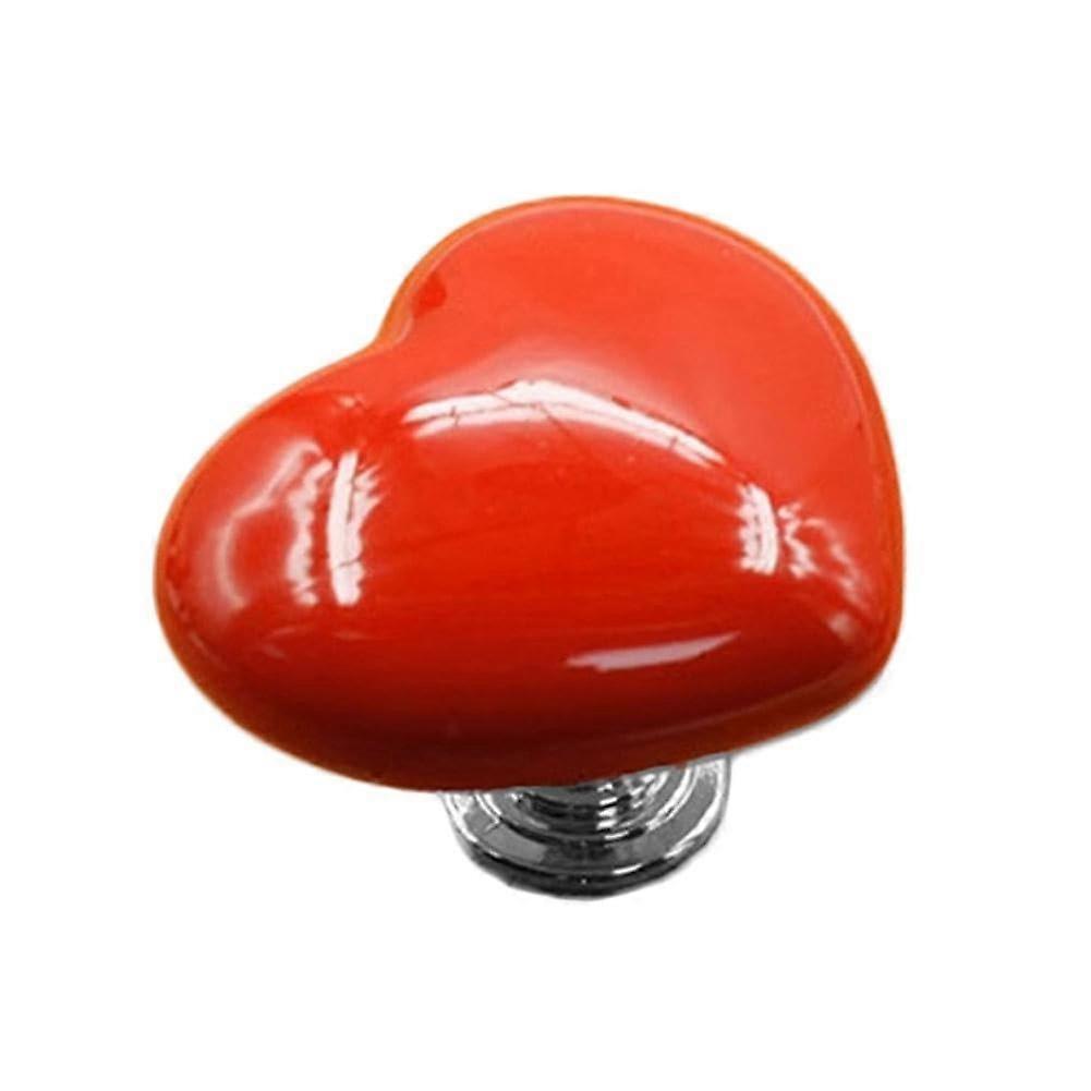 Toilet Flush Button, Heart Shaped Ceramic Button For Toilet Tank, Adhesive Ceramic Handle, Red Portable Press Tool