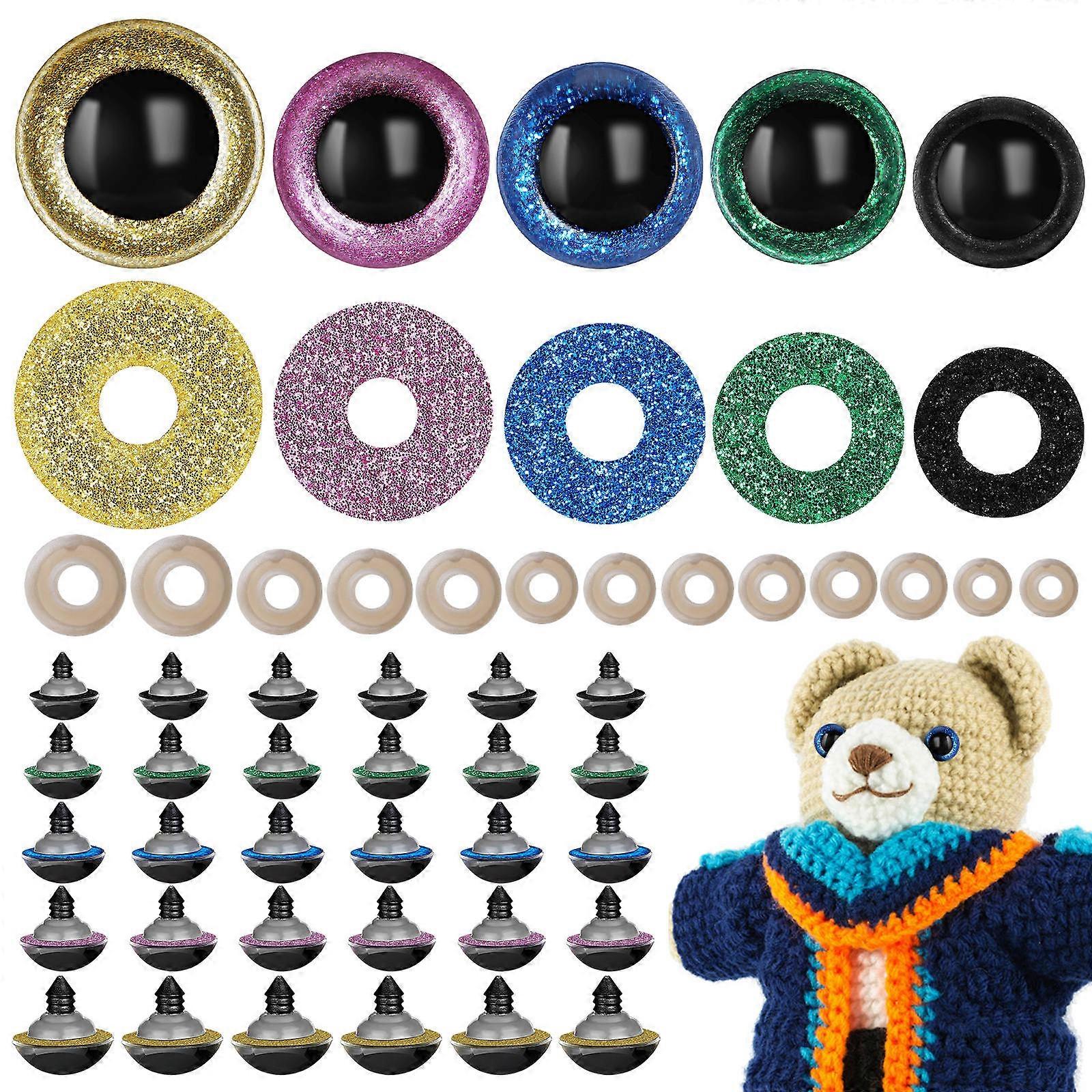 Plastic Eyes Doll Eyes for DIY Craft 80Pcs Assorted Sizes with Washers