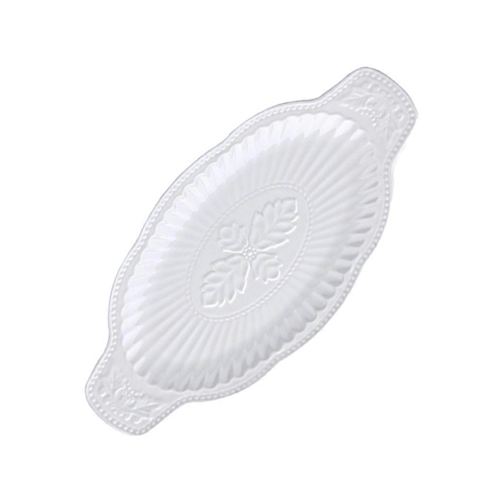 Creative Double Ear Fish Plate Ceramic Plate for Home Use 1Pcs White