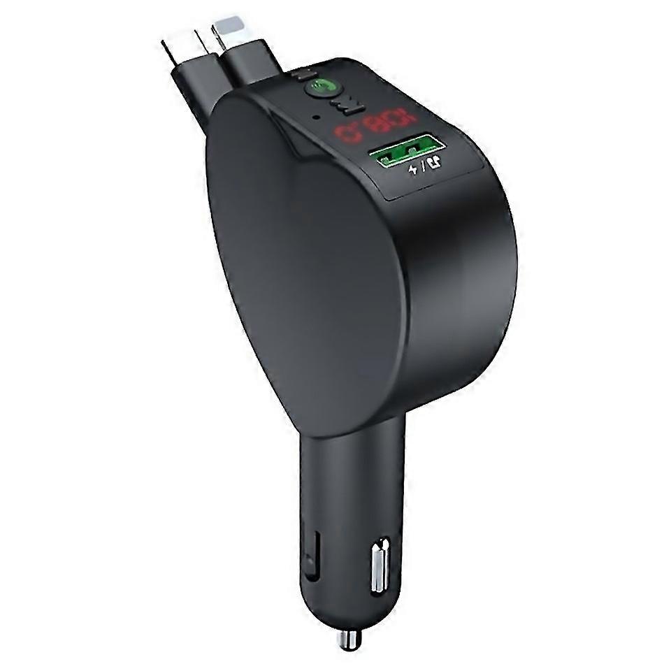 For New Y2 With Typec Retractable Cables Car Bluetooth Mp3 Player Handsfree Call Adapter