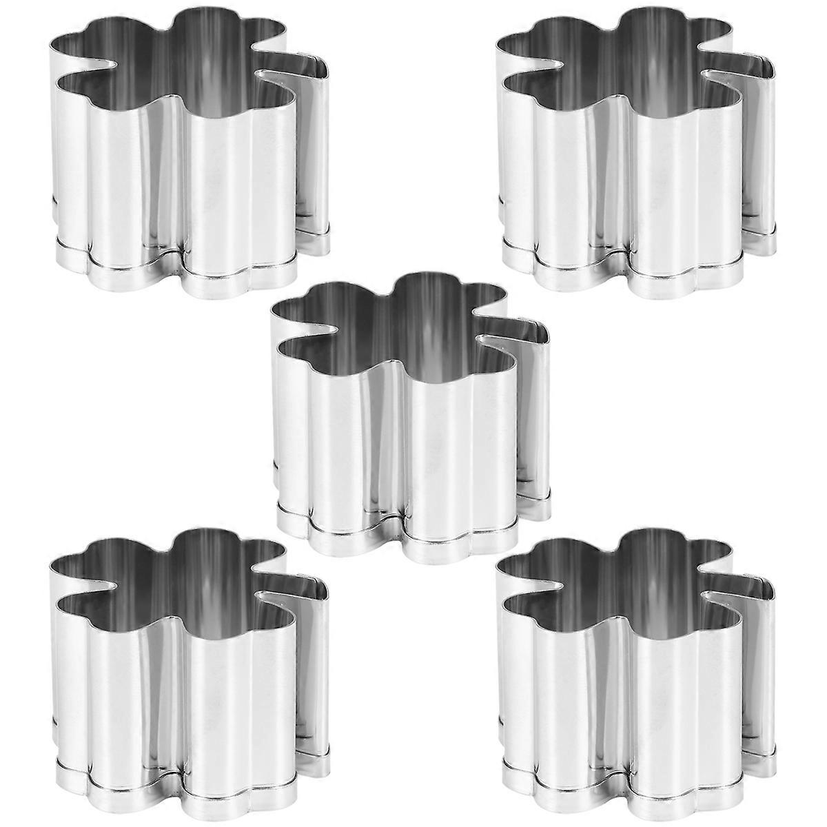 Silver Four Clover Cake Mold for Baking Use 10Pcs Stainless Steel