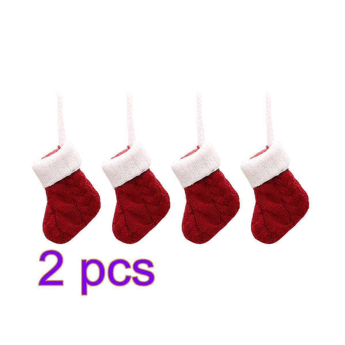 Christmas Tableware Bags for Fork and Spoon Holders 8Pcs Red Socks