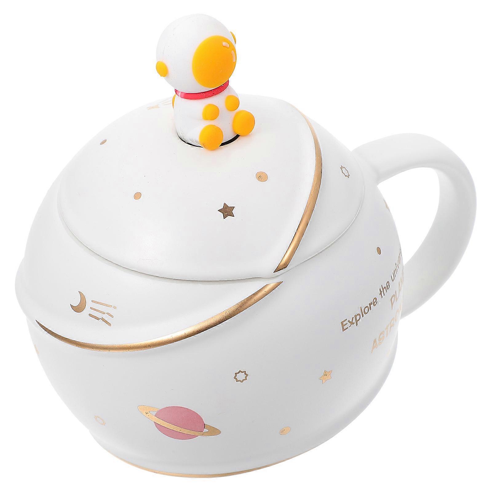 Ceramic Planet Cup with Astronaut Design for Drinking 1Set Home Office Use