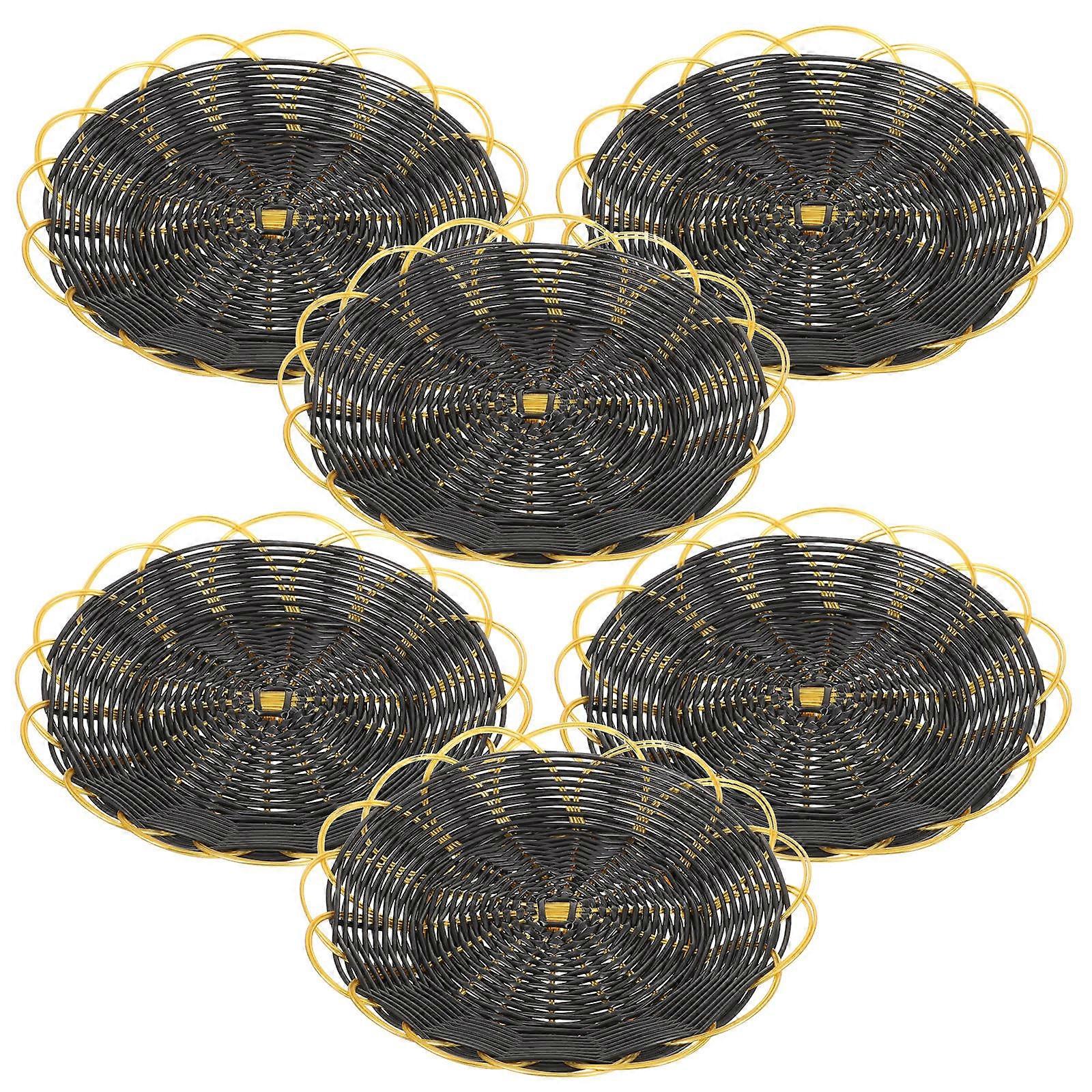 Fast Food Baskets 6Pcs Black Plastic Snack Basket with Easy Clean and Versatile Use for Storage