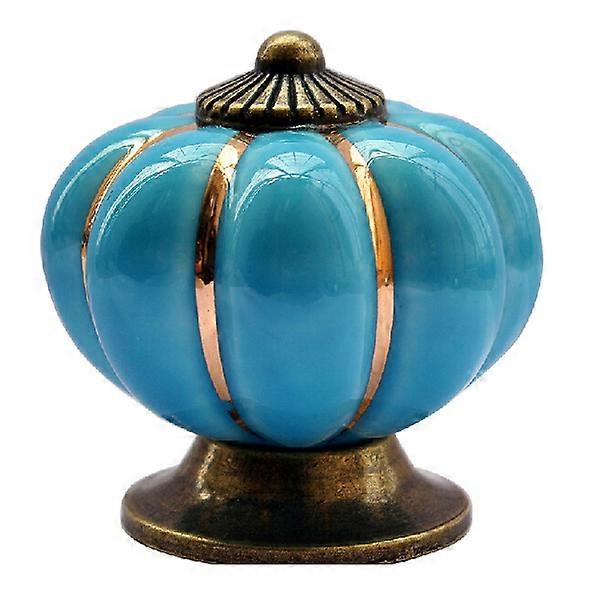 Pumpkin Ceramic Door Knob Elegant Knob for Cabinet Blue