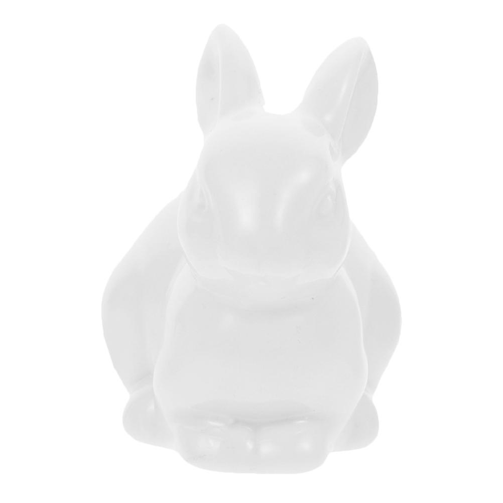 4Pcs Ceramic Rabbit Ornament for Decoration with White Tiny Bunny Figures