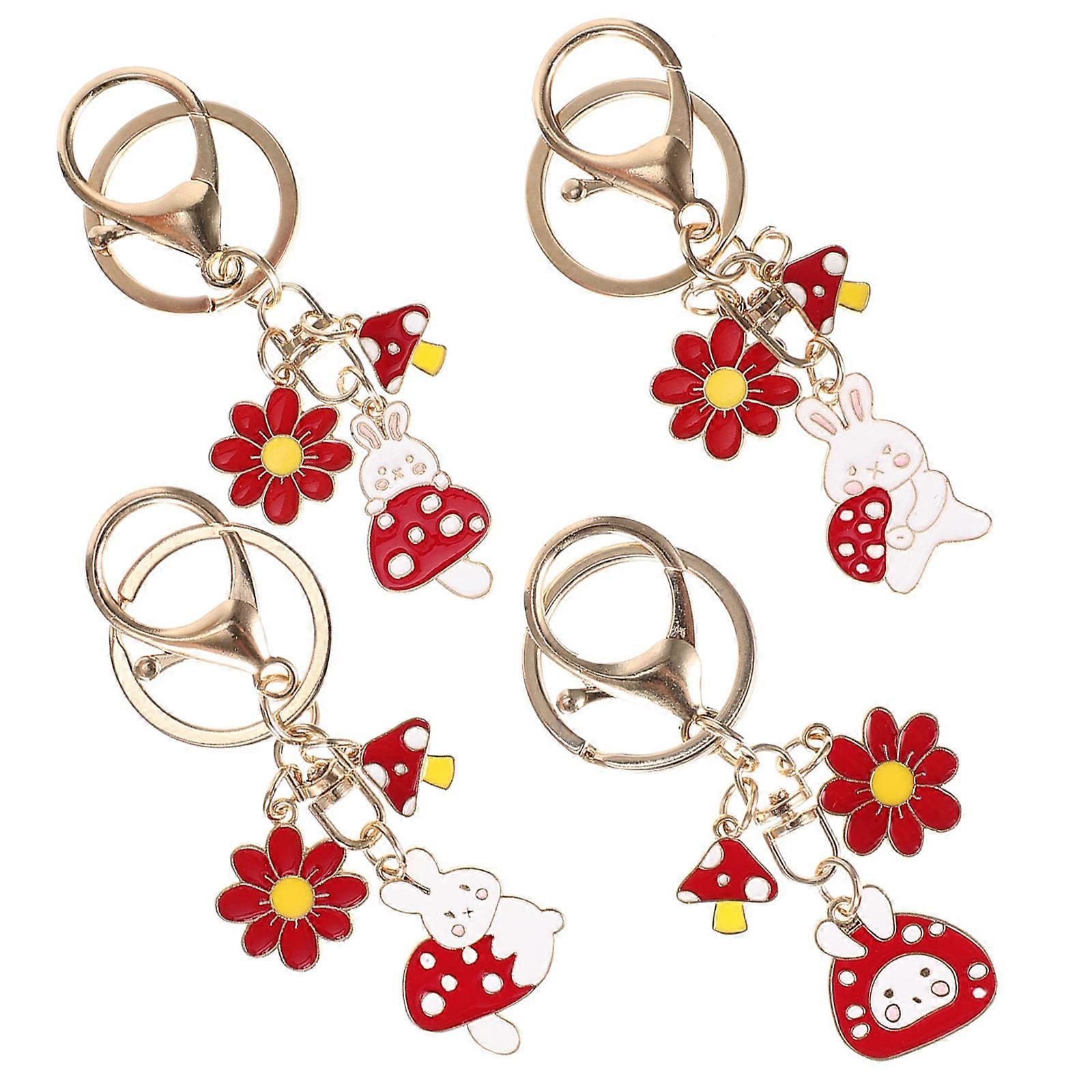 8Pcs Unique Rabbit Mushroom Keychains For Backpack Bag Zipper Pendants Ideal For Daily Use And Key Protection