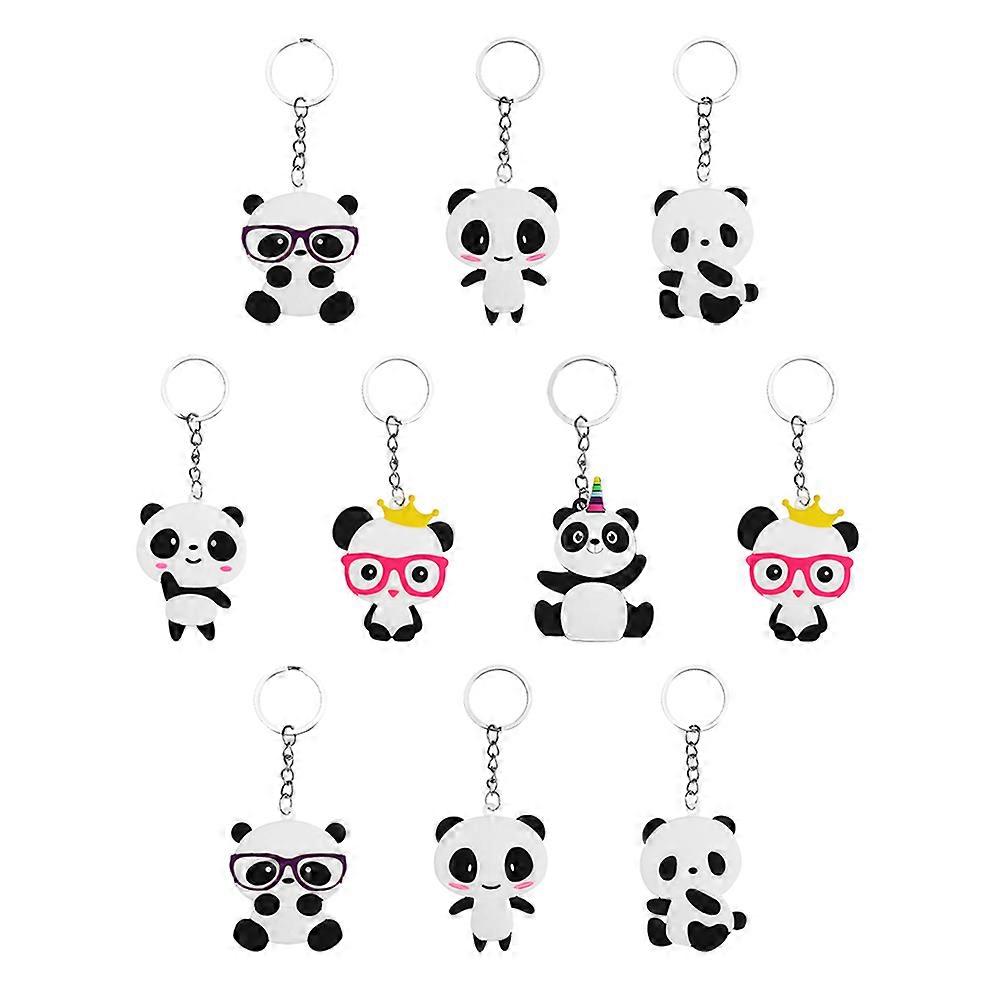 Adorable 10Pcs Panda Key Pendants PVC Material Perfect For Backpack Owners Casual Daily Use And Decoration