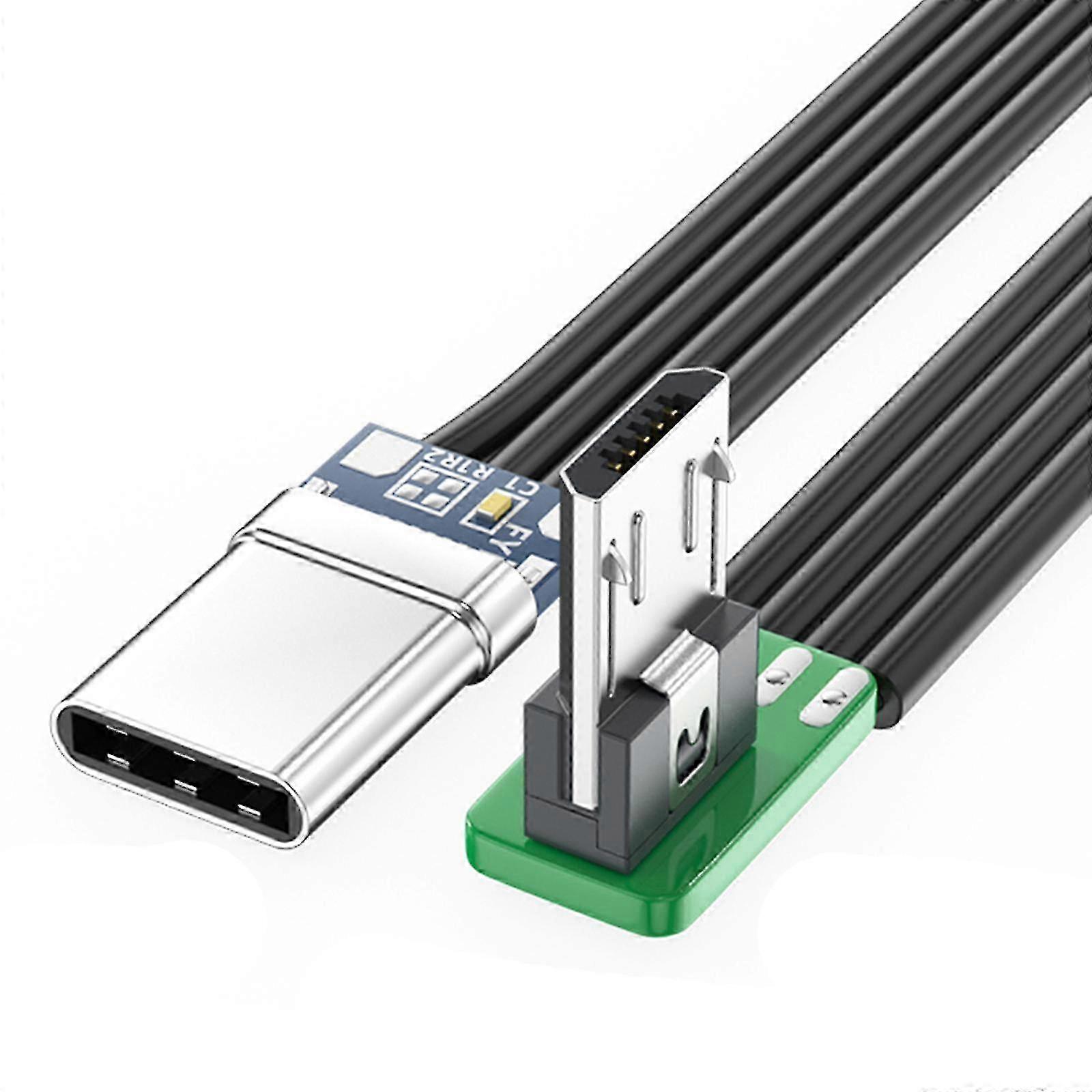 Straight Angled USB2.0 TypeC to MicroUSB Data Flat FPC Cable for Disk & Phone Charging & Data
