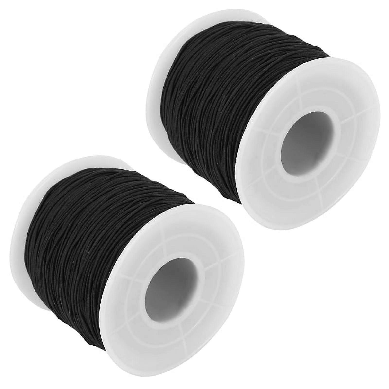 2X Elastic String for Bracelets, Elastic Cord Jewelry Stretchy Bracelet String for Bracelets, Necklace Making(Black)