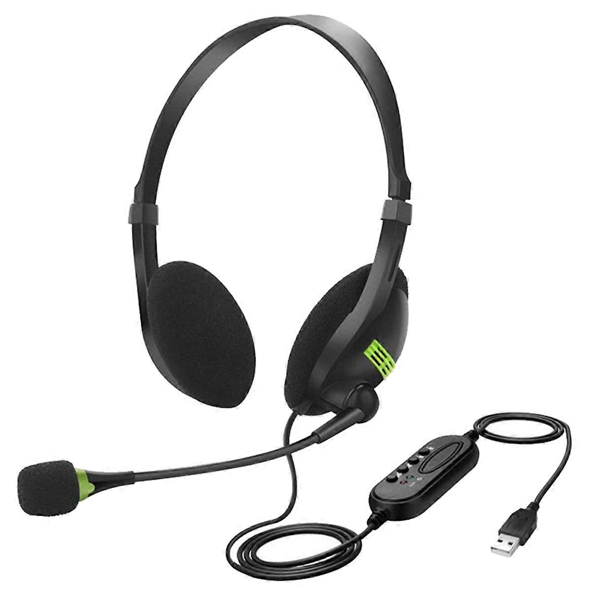 USB Wired Headset with Microphone Noise Cancelling
