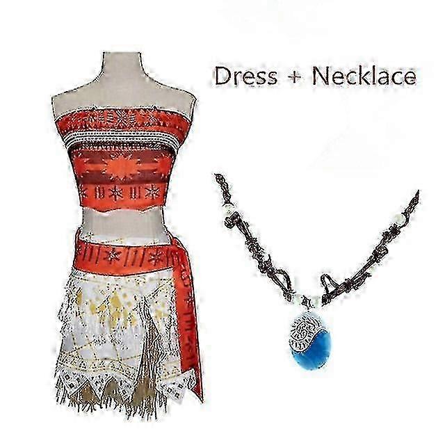 성인 키즈 공주 vaiana 모아나 의상 드레스 목걸이 가발 여성 여자 할로윈 파티 모아나 드레스 의상 코스 프레