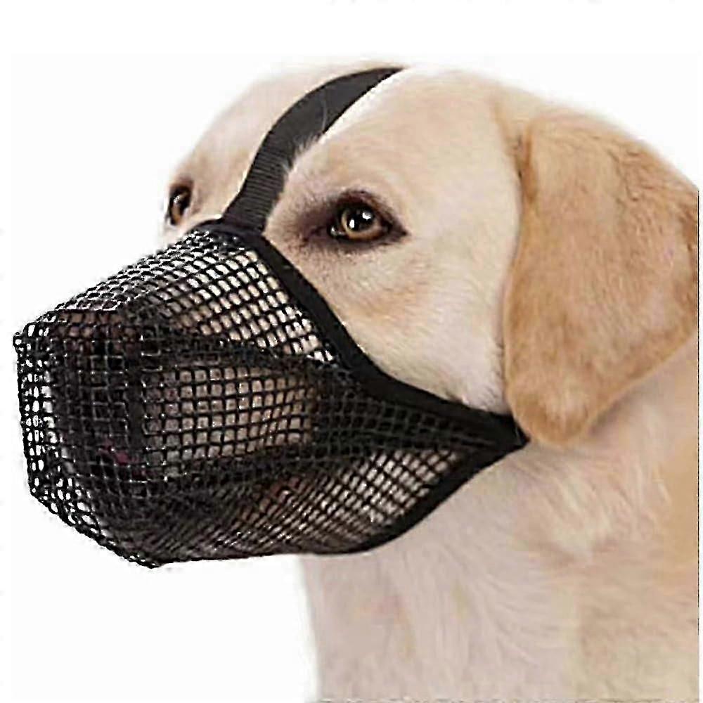 1 x Adjustable Soft Mesh Breathable Prevent Eating Biting Barking Mouth Cover for Small Medium Large Dogs, Black, XL