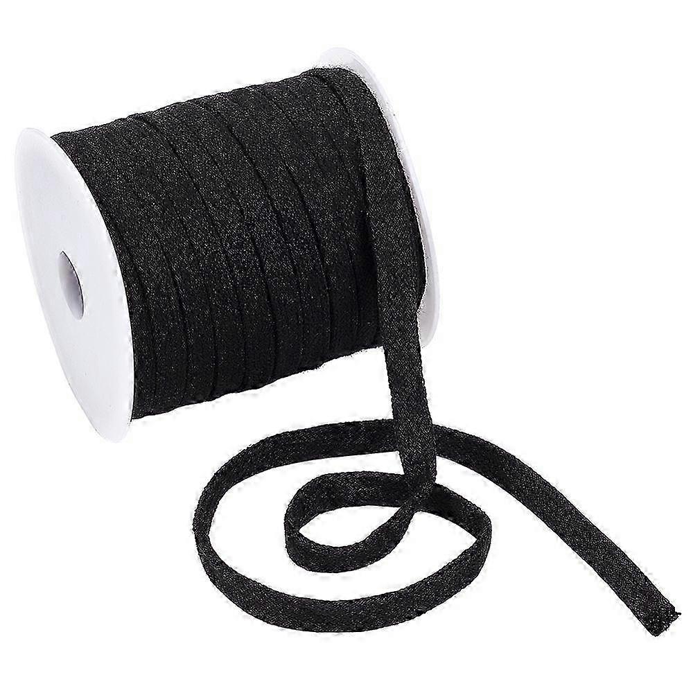 27 Yards Black Flat Replacement Cotton Cords 8mm Wide Flat Drawstring Cord Rope with Plastic Empty Spools for Garment Accessories 26s