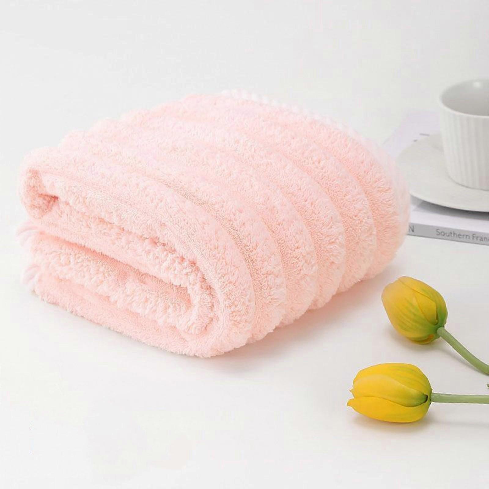 Serviettes de bain ZKCCNUK 140 x 70 cm, douces et absorbantes, avec bordure en velours corail, à rayures verticales, pour le visage