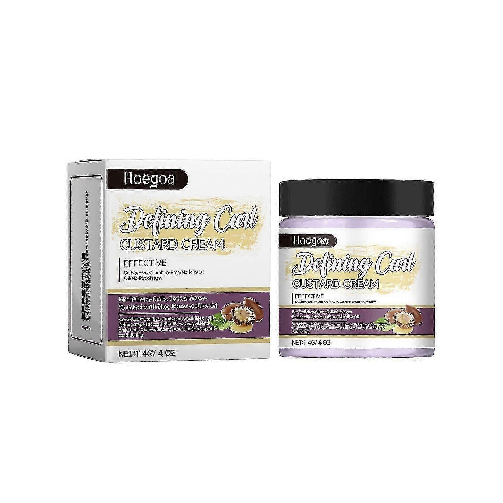 Curls Defining Custard Cream for For Delicacy Curls, Coils & Waves, Enriched with Shea Butter and Olive Oil, Moisture, Shine and Gentle Conditioning