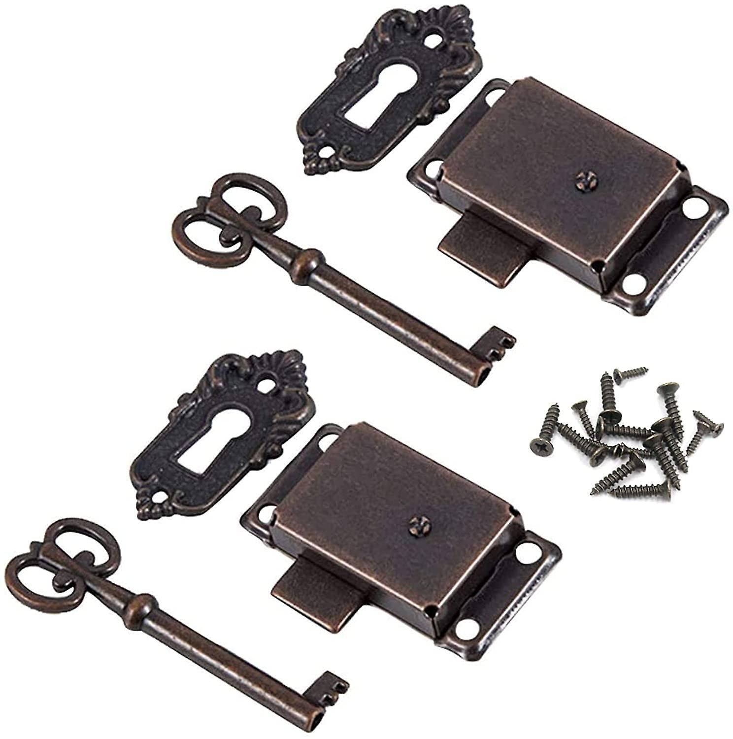 Antique Cabinet Door Lock Antique Lock Set - Decorative Lock with Keys and Screws - for Mailbox