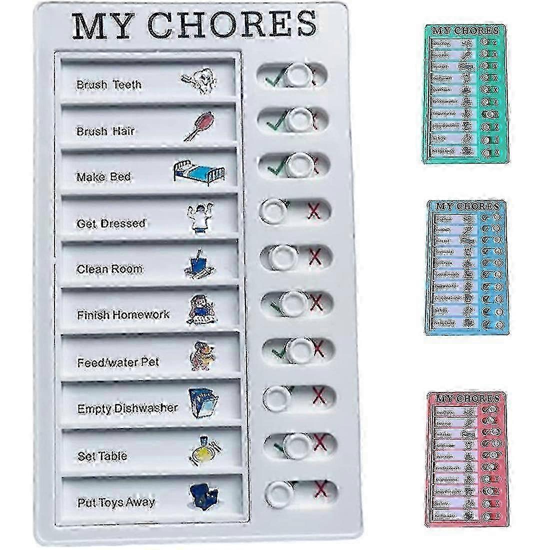 Memo Plastic Board Chores Checklist Board, My Chart For Kids Children, List With Sliding Buttons,1pc miao7