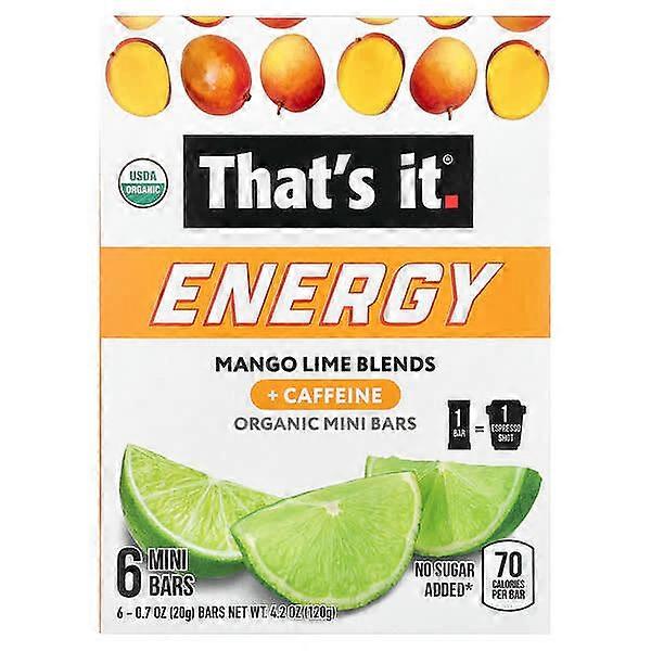 That's It, Energy, Organic Mini Bars, Mango Lime Blends, 6 Mini Bars, 0.7 oz (20 g) Each