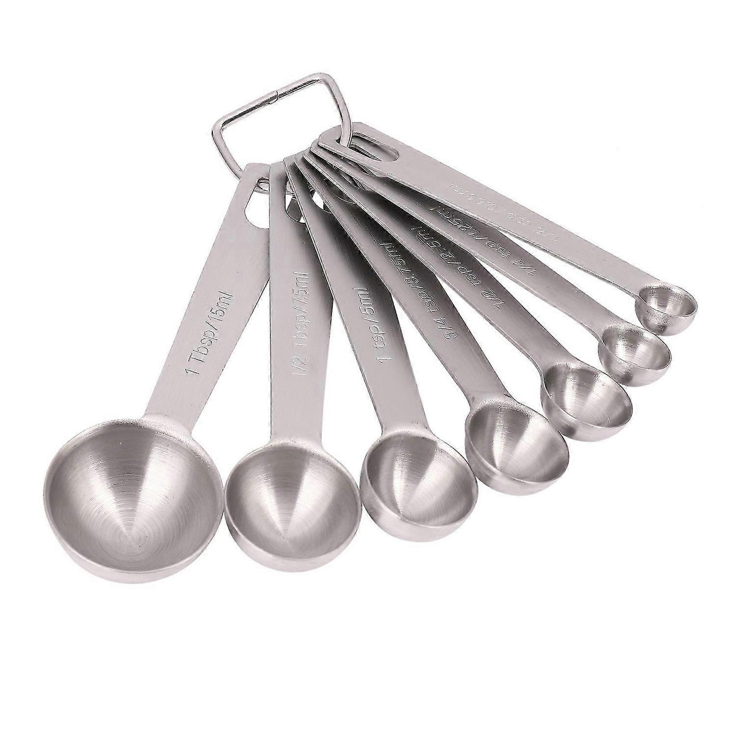 Stainless Steel Measuring Spoons Set of 7 Stackable Measure Spoon for Dry and Liquid Ingredients Etc