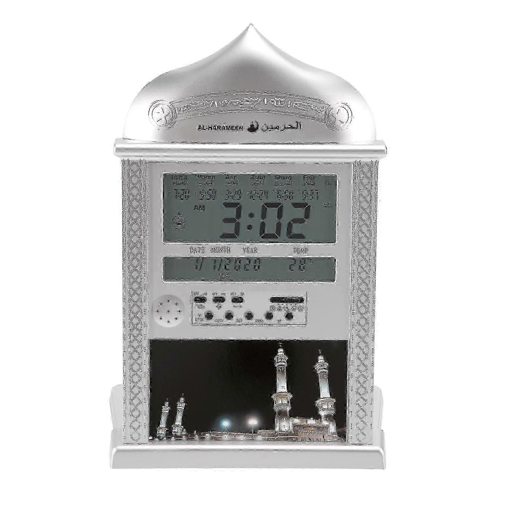 Azan Clock Athan Prayer Clock Automatic Azan Wall Prayer Clock Islamic Muslim Silver 2025