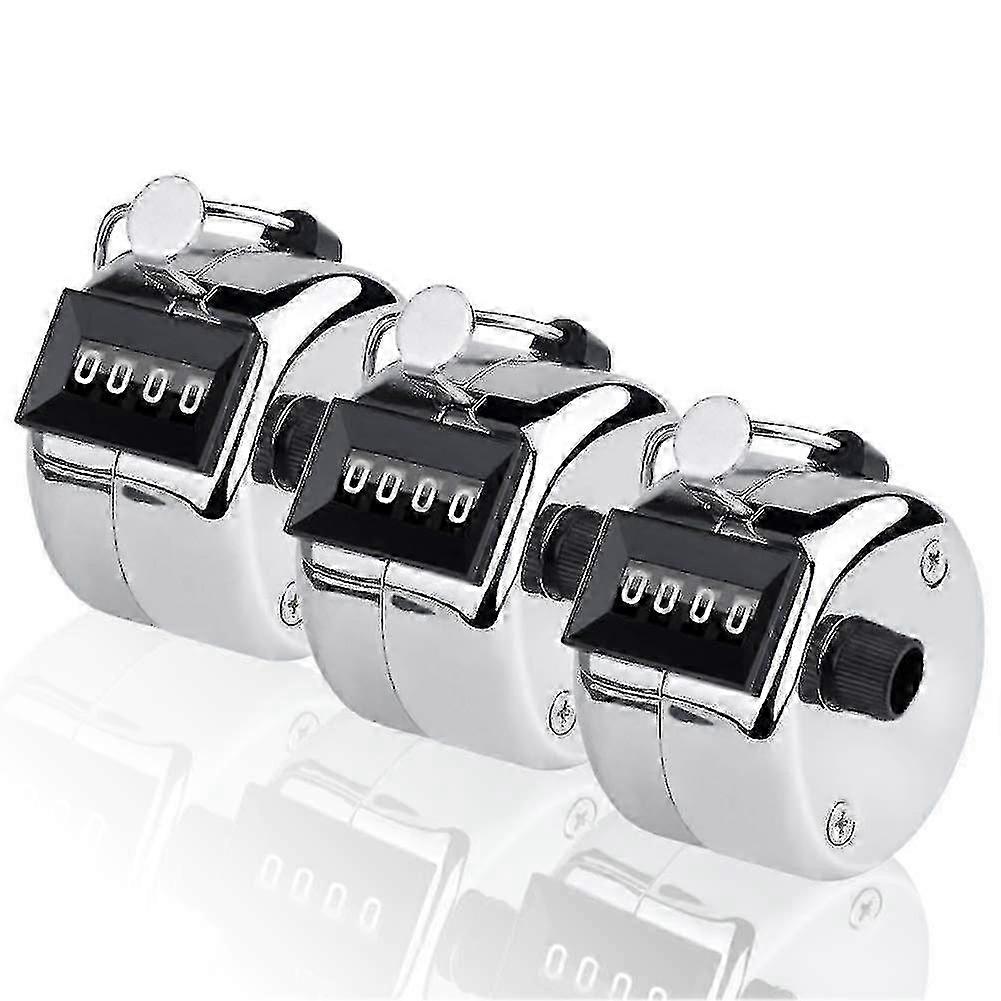 2025 3 Pcs Hand Tally Counters, 4-digit Lap Trackers Manual Clickers Metal Mechanical Count To 9999