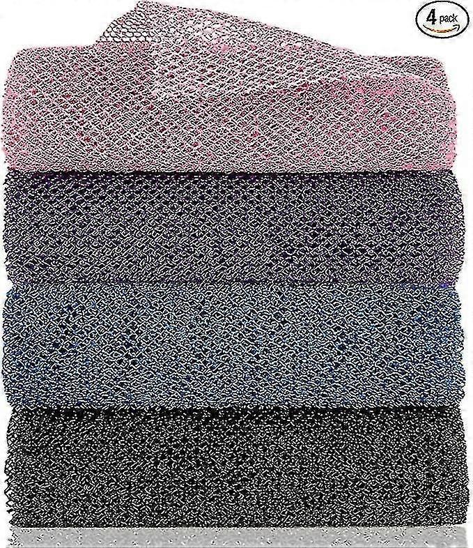 African Exfoliating Net, 4 Pieces African Net Sponge, Nylon African Bathing Sponge Net, African Net Long Net Bath Sponge Shower Body Scrubber Back Scr