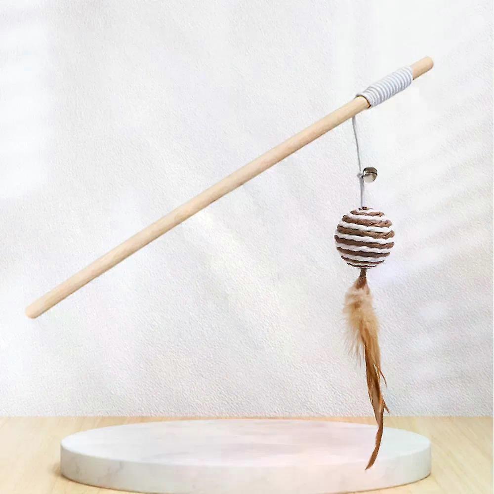 Interactive Cat Teaser Wand Toy With Feather Bell Mouse For Kitten Exercise Fun Wood Pet Cat Toys Hunting Toy For Kittens Cats