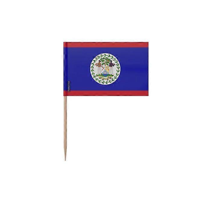 Toothpicks Belize Flag - 6.5 cm - 100 pieces - Adhesive plastic - Bamboo stick - Pixelforma