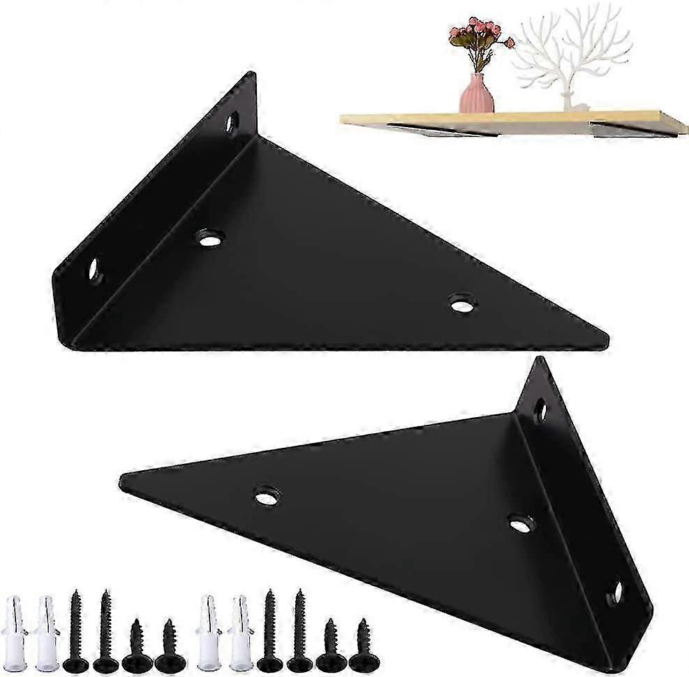 25-26 2 Pieces Shelf Bracket, Shelf Bracket, Floating Metal Triangle, Wall Shelf Bracket, For Shelf Corner Support Invisible Brace, With Scr