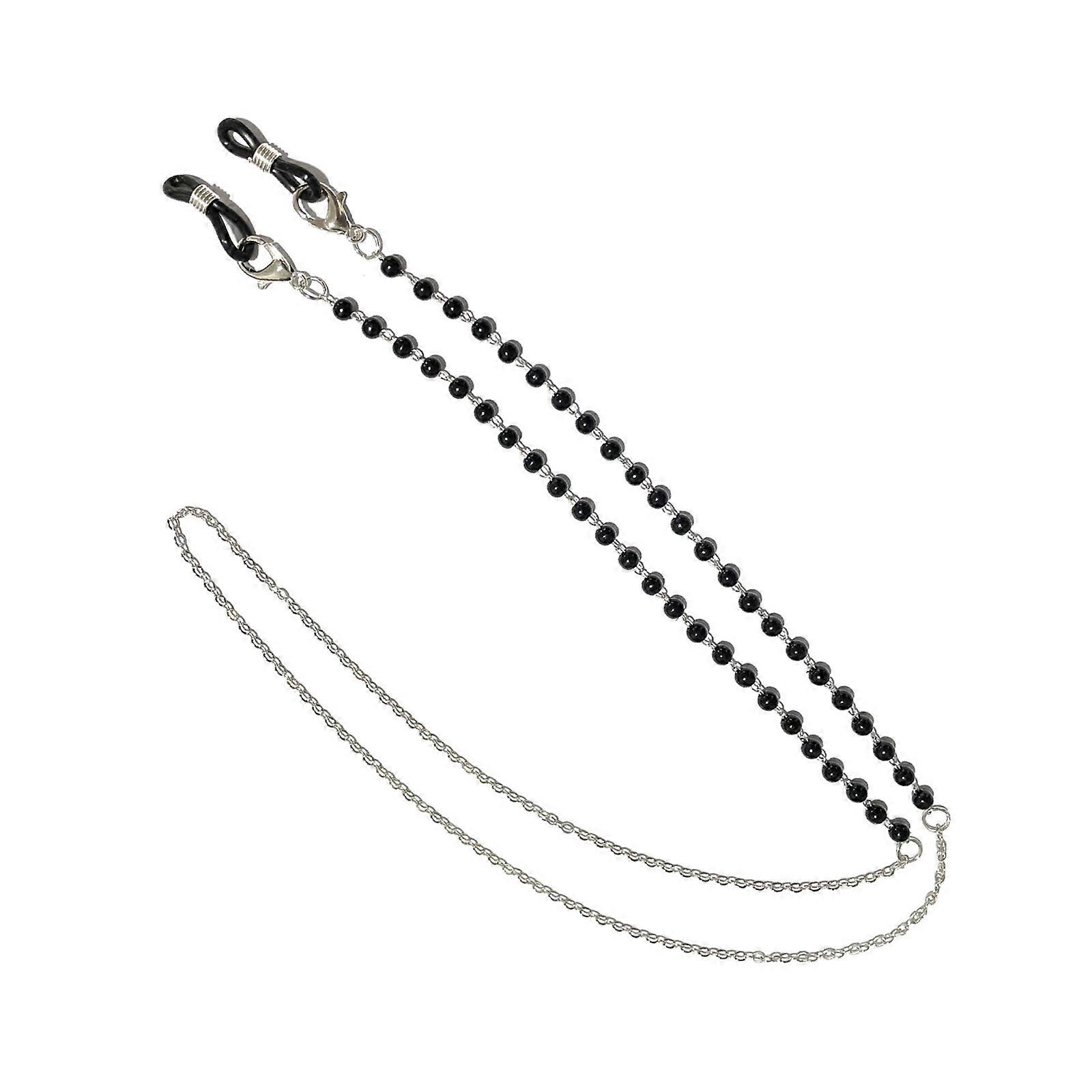 Gothic Elegant Glasses Chain with Pearls Accent for a Mysterious Look for Party Celebration Unisex Design  Silver